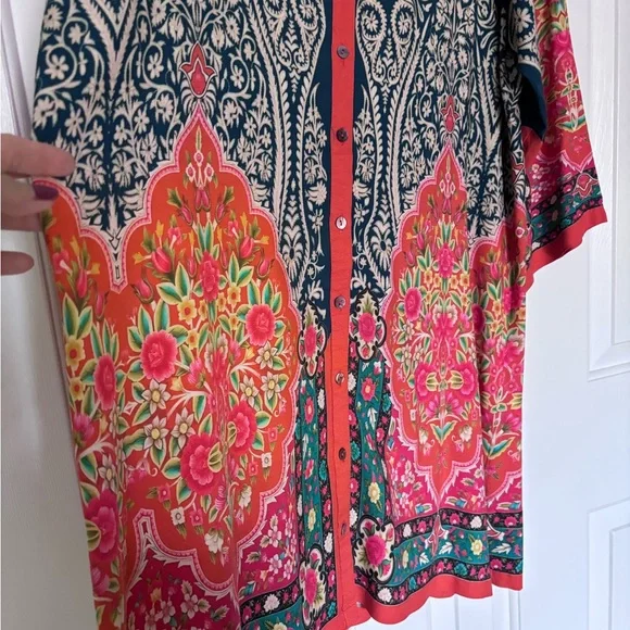 NATURAL LIFE Madras Midi Shirt Dress. Full button front. Size L - Picture 5 of 7